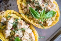 Creamy Chicken Stuffed Spaghetti Squash Boats for Weeknight Dinner
