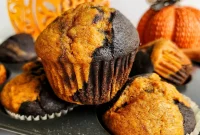 Chocolate Pumpkin Muffins Recipe with Gooey Chocolate Chips