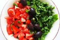Tomato, Basil & Arugula Salad with Lemon Vinaigrette