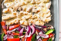 Sheet Pan Chicken Philly Cheesesteak Dinner Recipe