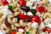 Greek Pasta Salad with Feta, Olives & Lemon Vinaigrette