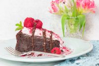 Flourless Chocolate Mousse Cake with Raspberry Coconut Whip