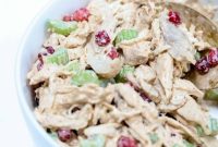 Pomegranate Chicken Salad with Yogurt Dressing and Greens