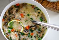 Mushroom, Rice & Turkey Soup from Leftover Roast