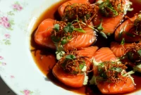 Ponzu Salmon Crudo with Cream Jalapeño Sauce