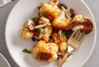 Sweet Chili Roasted Cauliflower with Crispy Almonds
