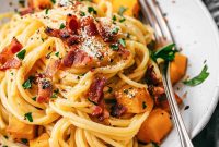 Creamy Pumpkin Sage Pasta with Crispy Bacon