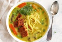 Crispy Tofu Thai Curry Soup Recipe: Flavorful Coconut Broth