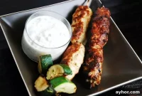 Middle Eastern Turkey Kebabs with Cucumber Yogurt Dip Recipe