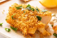 Crispy Panko-Crusted Cod with Lemon Herb Sauce