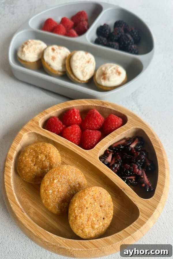 Moist Baked Carrot Cake Donuts with Cream Cheese Glaze 9 Mini carrot cake muffins served with berries.
