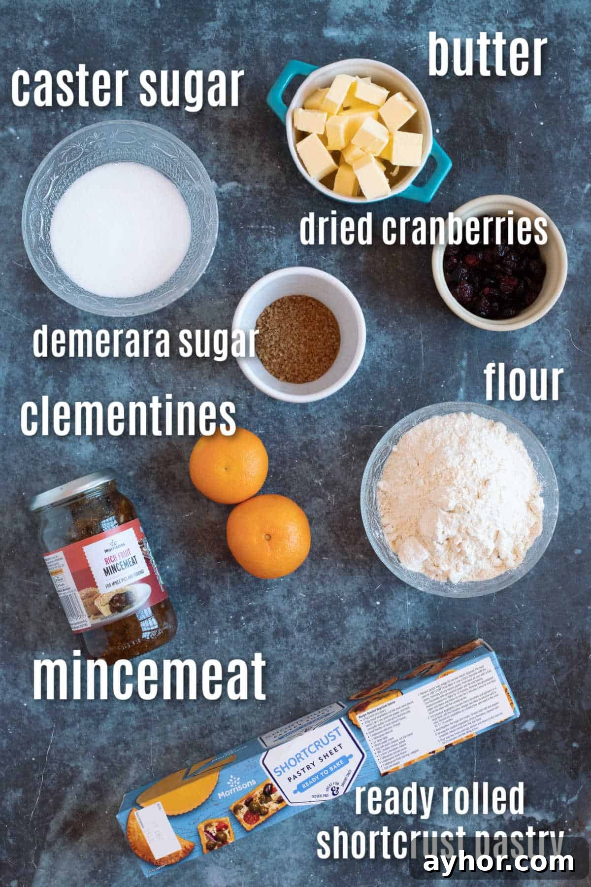 Crumble-Topped Mince Pies Recipe for Festive Holidays 3 Ingredients for crumble topped mince pies.