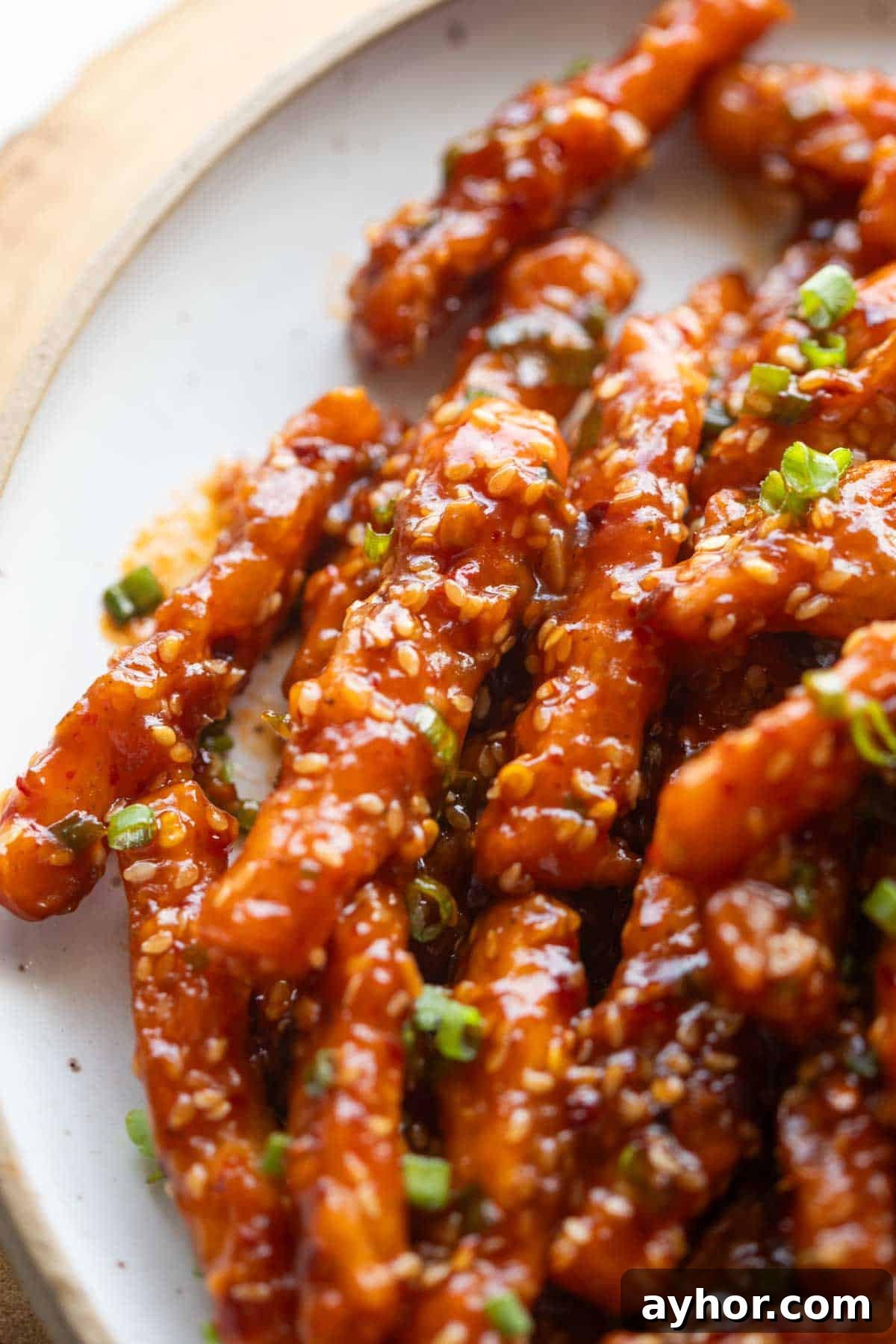 Crispy Honey-Chili Potatoes Recipe — Sweet Spicy Fried Potatoes 2 close up image of crispy honey chilli potatoes to showcase their texture