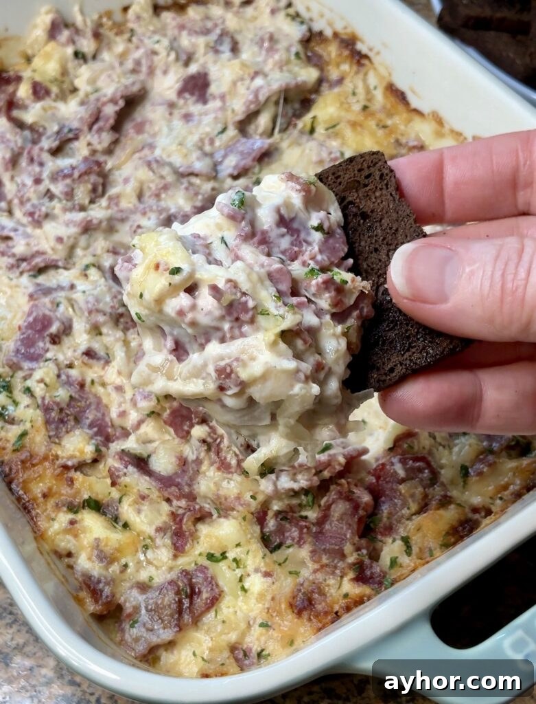Creamy Baked Reuben Dip with Corned Beef and Sauerkraut 16 Baked Reuben Dip