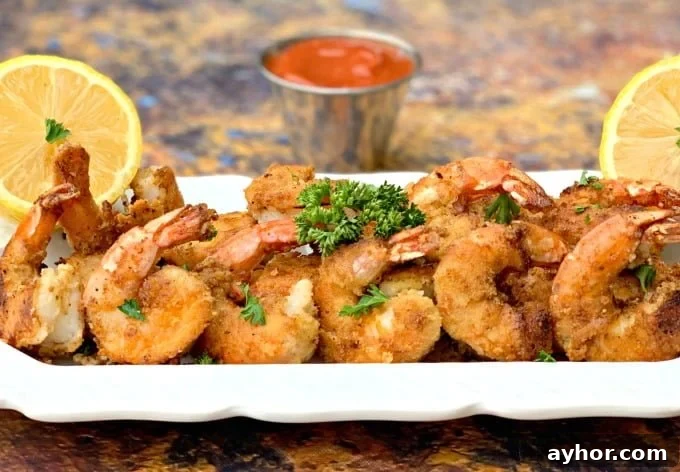 keto low carb breaded shrimp on a white plate