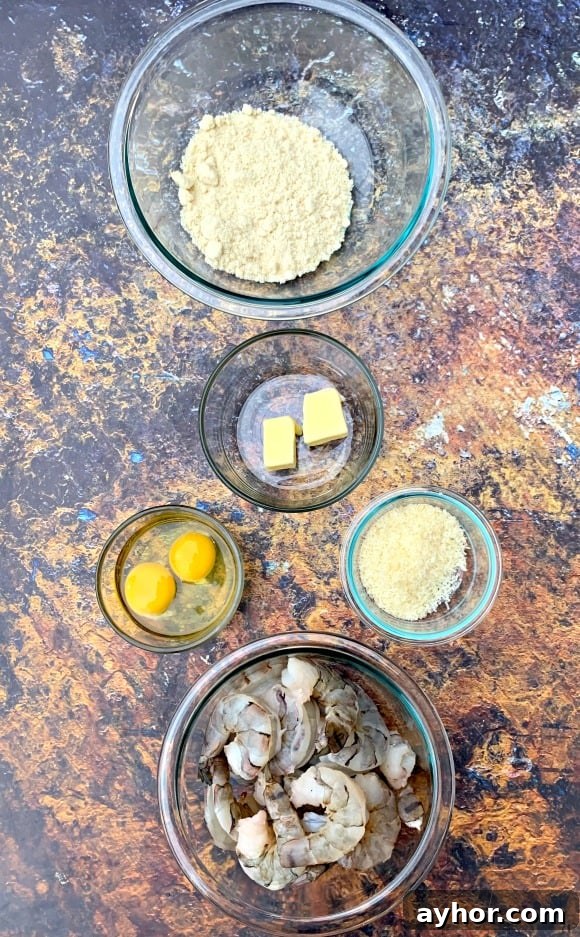 ingredients for keto low carb breaded shrimp
