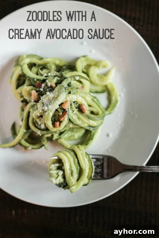 Creamy Avocado Zoodles Recipe with Garlic & Lemon 3 Zoodles-With-Creamy-Avocado-Sauce-Text