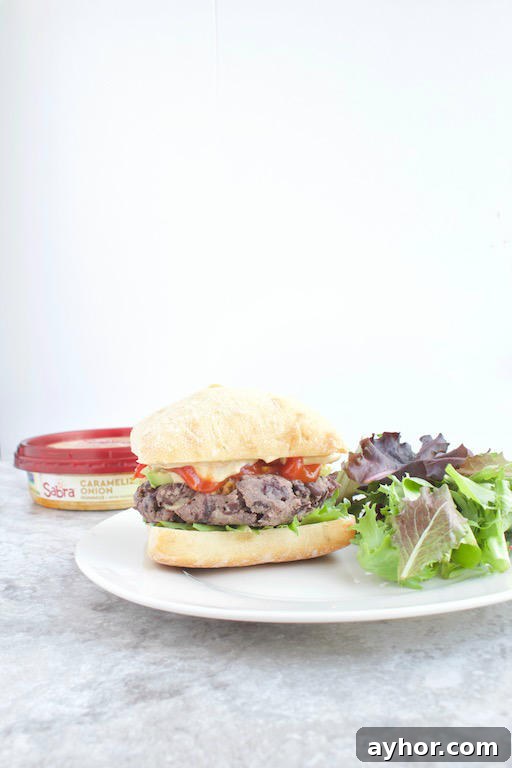 Hummus-Stuffed Black Bean Burgers with Lemon Tahini Sauce 4 Hummus Stuffed Burger