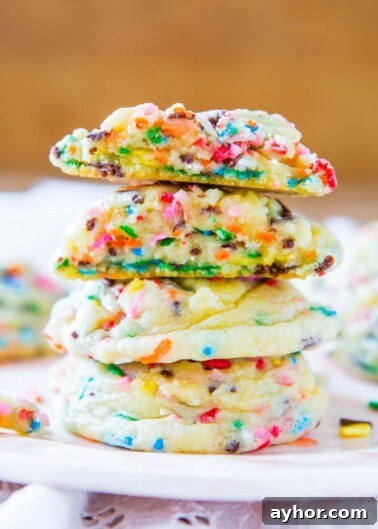 Sand Dollar Cookie Recipe: Crisp Shortbread Cookies Shaped Like Sand Dollars 16 A stack of colorful sprinkle-filled sugar cookies on a plate.