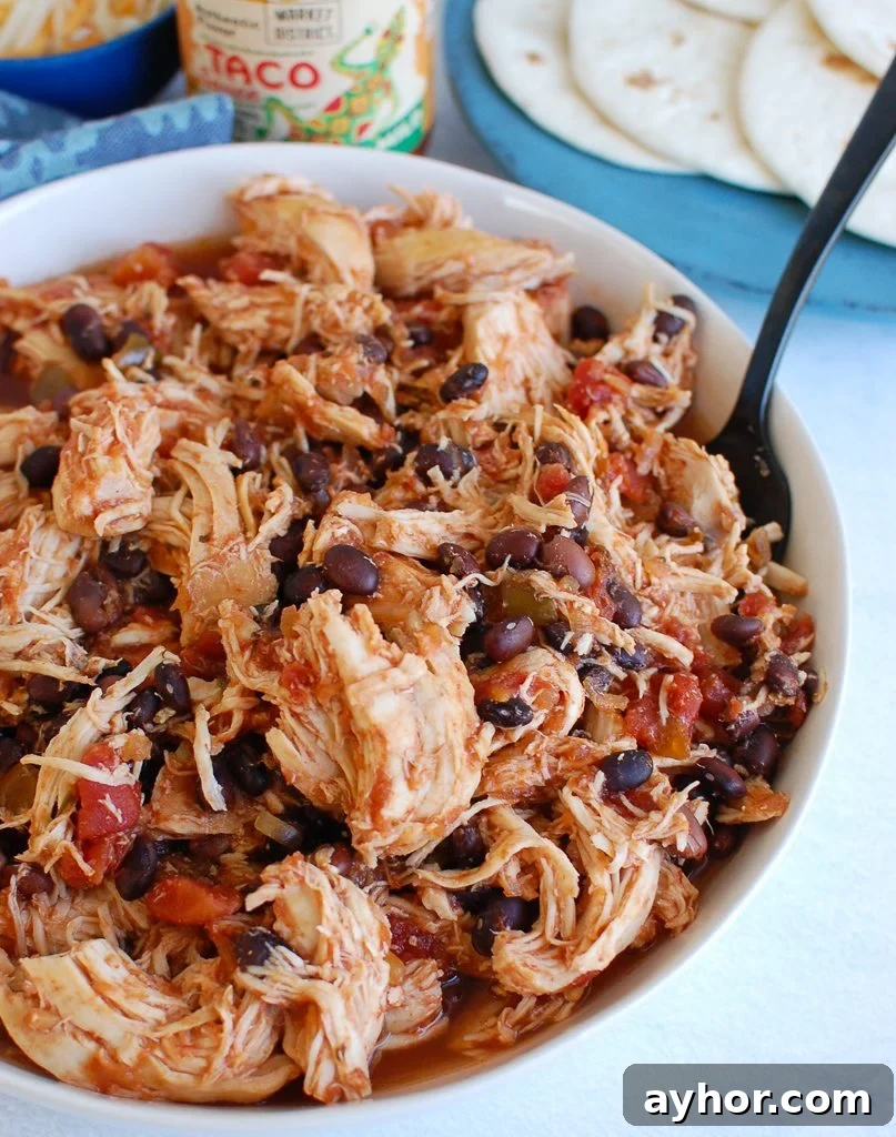 Tender Slow Cooker Shredded Chicken Recipe for Meal Prep 4 Slow Cooker Shredded Chicken with beans