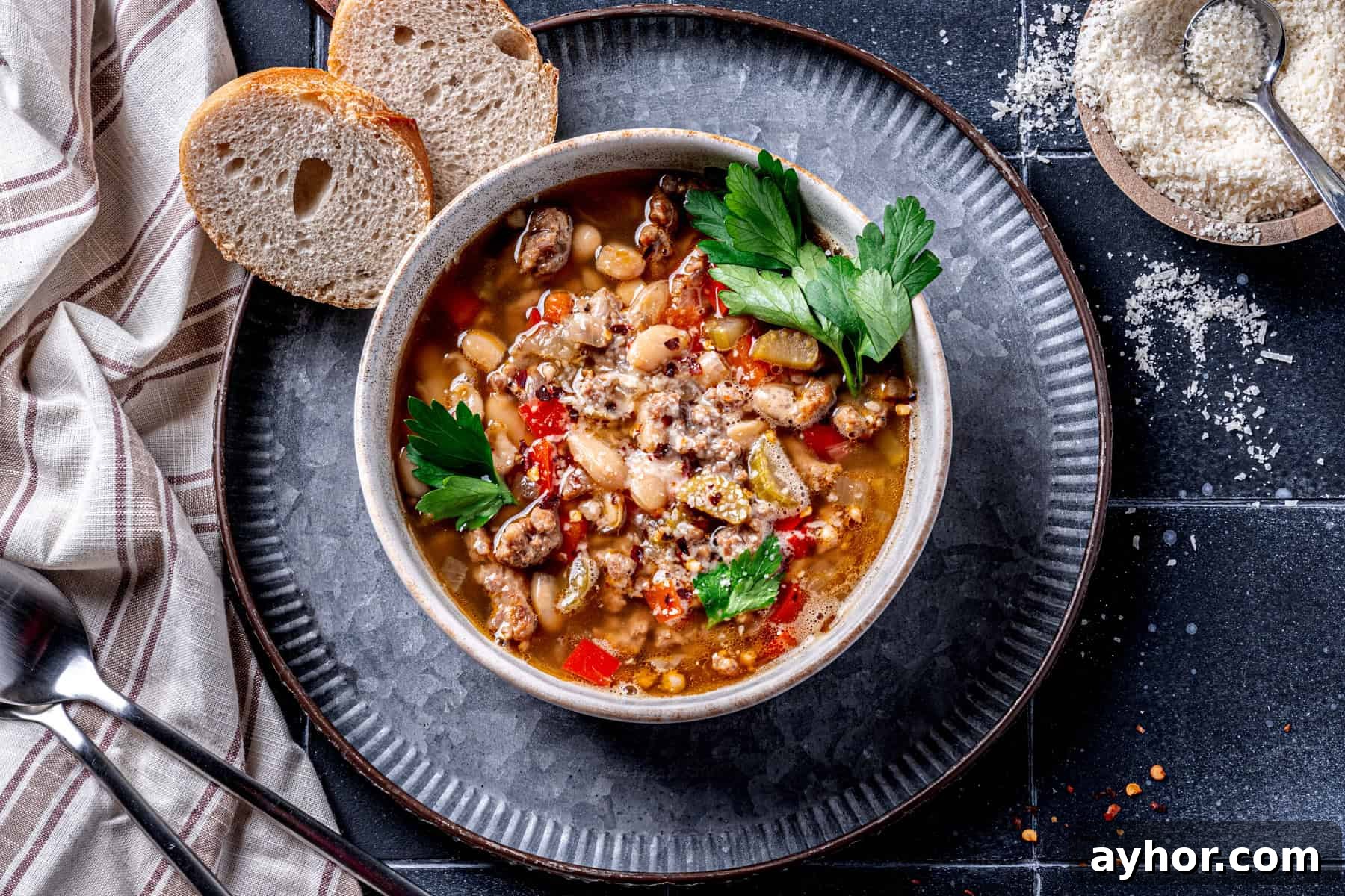 Brothy Italian Sausage and White Bean Soup