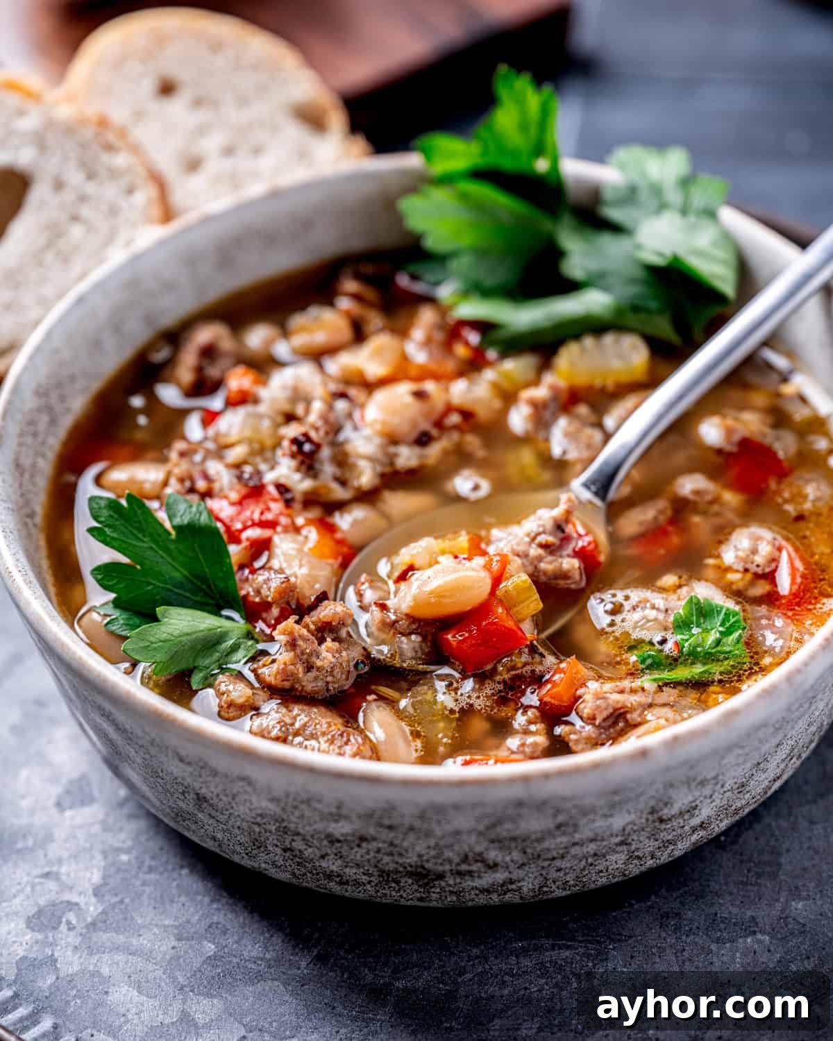 Brothy Italian Sausage and White Bean Soup
