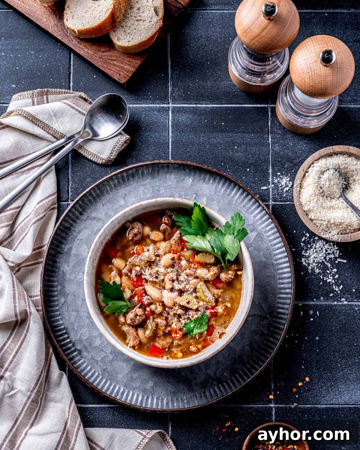 Brothy Italian Sausage and White Bean Soup