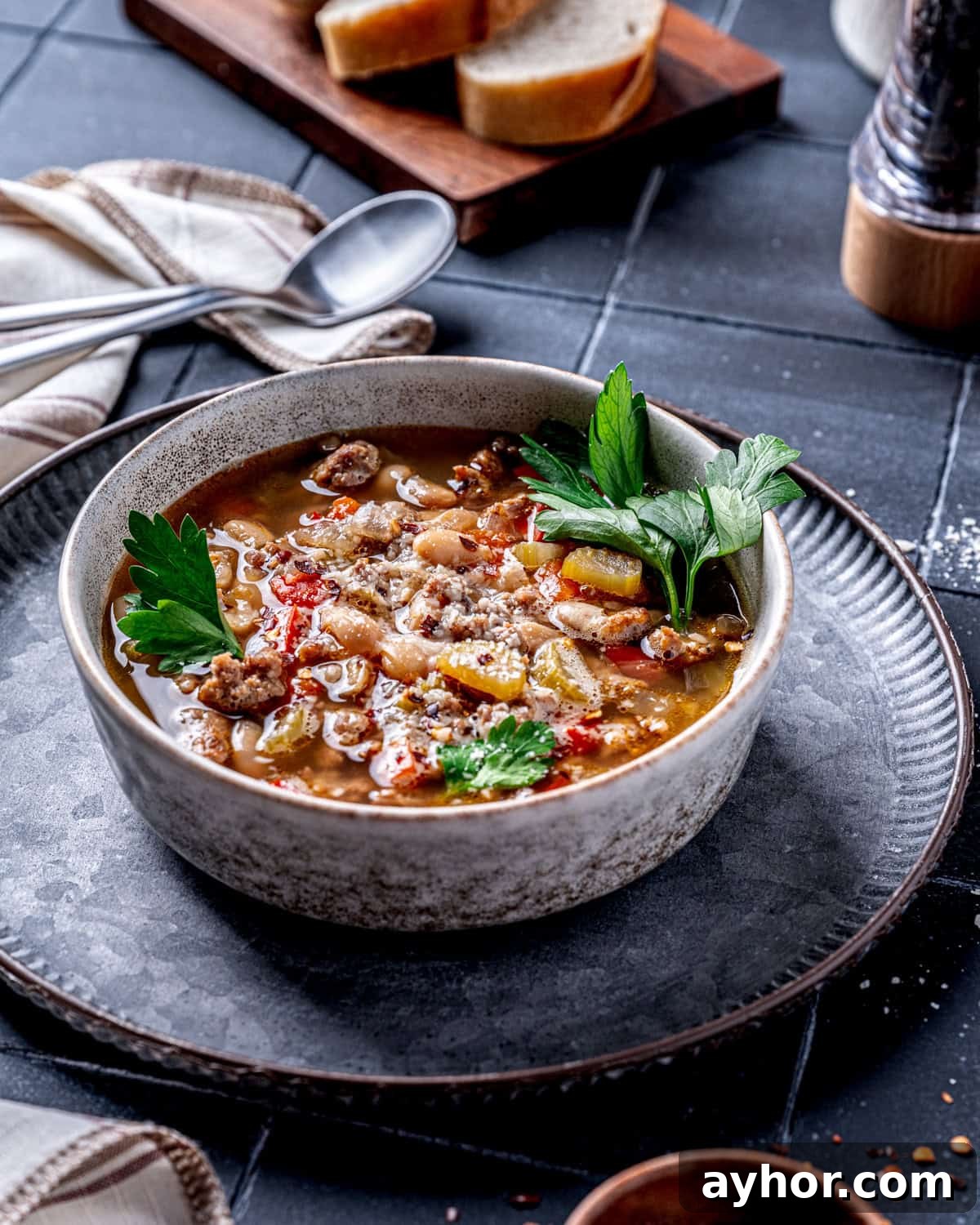 Brothy Italian Sausage and White Bean Soup
