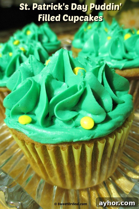 St. Patrick's Day Puddin' Filled Cupcakes