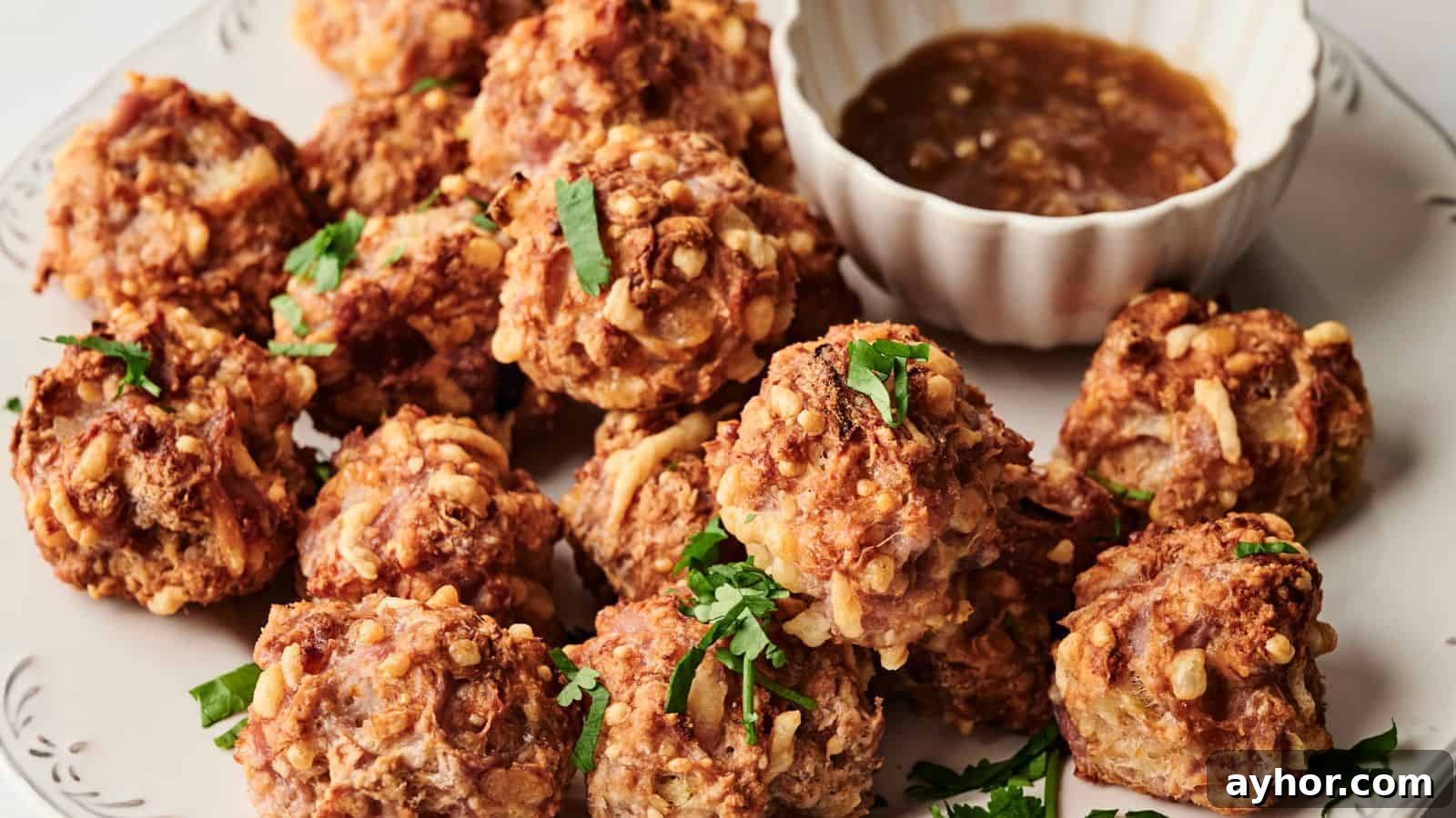 29 Breakfast Recipes to Make Your Mornings Feel Romantic 21 Plate of crispy fried dumplings with chopped herbs, served with a bowl of brown dipping sauce.