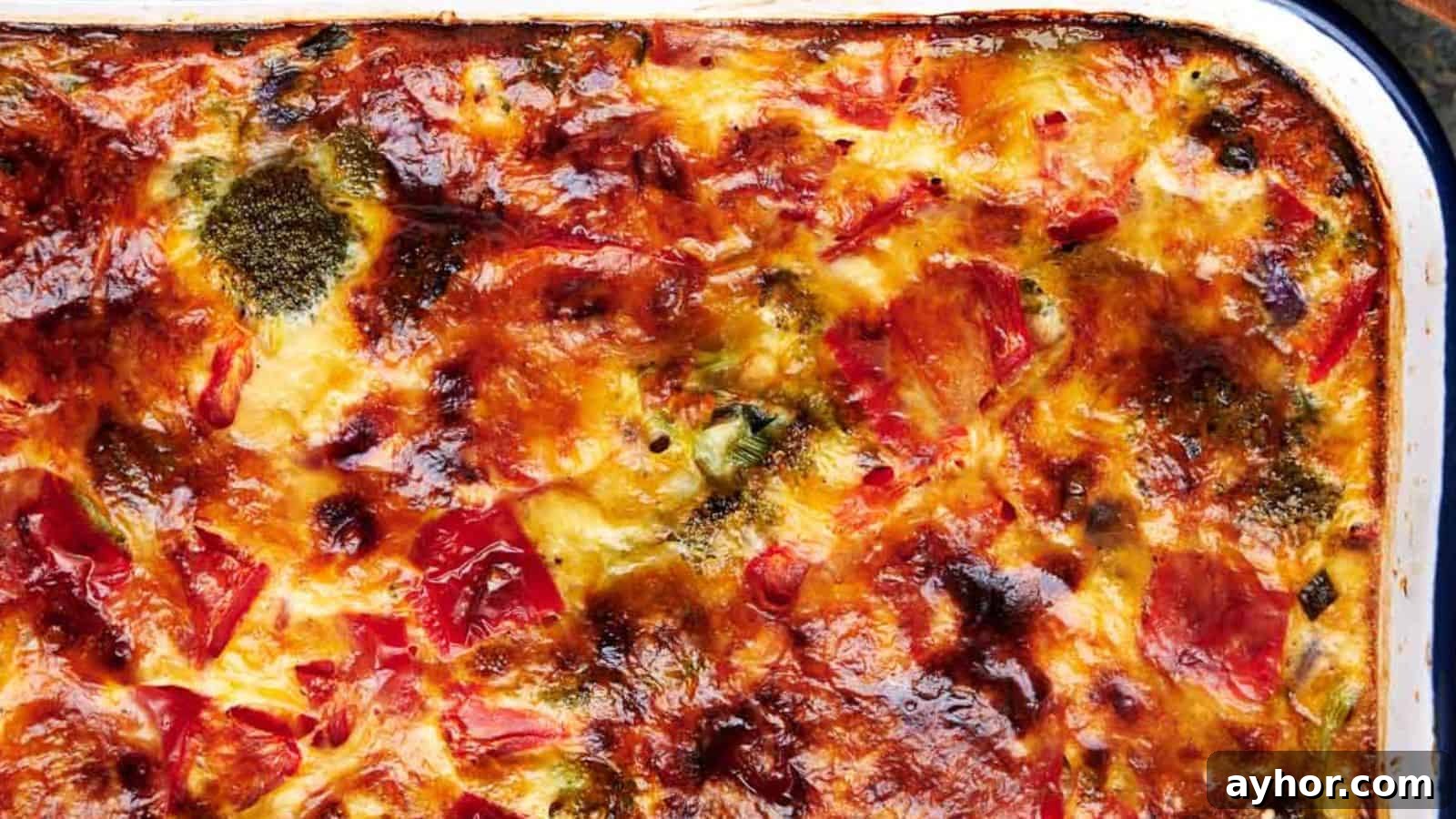 29 Breakfast Recipes to Make Your Mornings Feel Romantic 6 A casserole dish containing egg casserole.