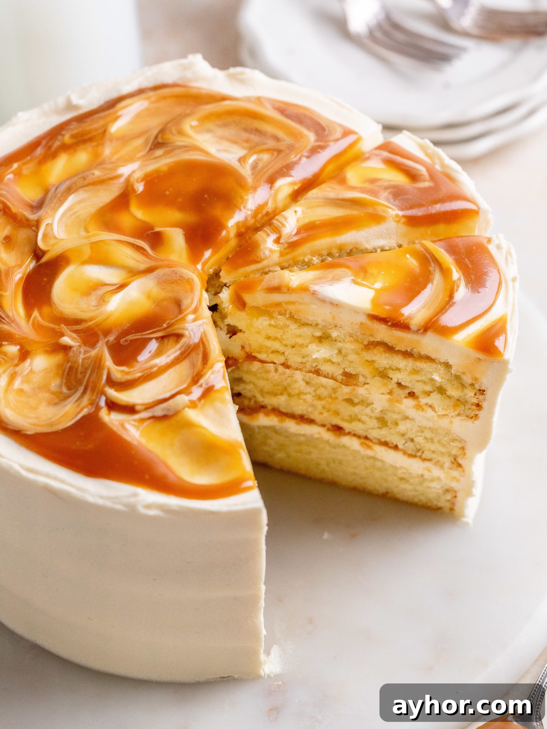 Decadent Salted Caramel Layer Cake Recipe 8 Cake close-up