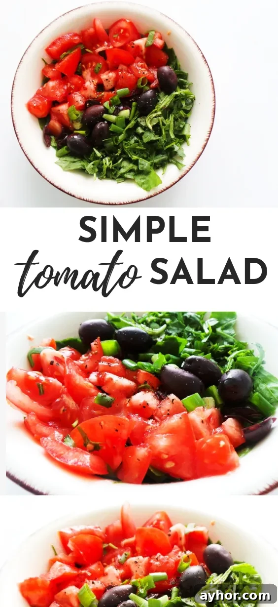 Simple tomato salad recipe! This healthy tomato recipe is delicious, easy and very refreshing. This simple healthy salad is a perfect side dish for summer!