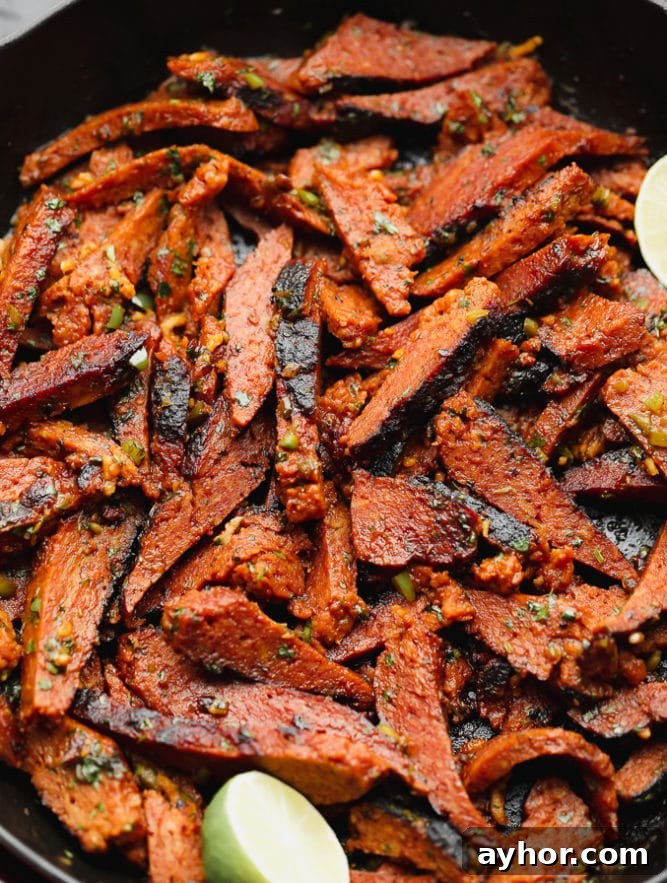 Vegan Carne Asada Recipe: Flavorful Plant-Based Grilled Steak 3 pan full of vegan seitan meat