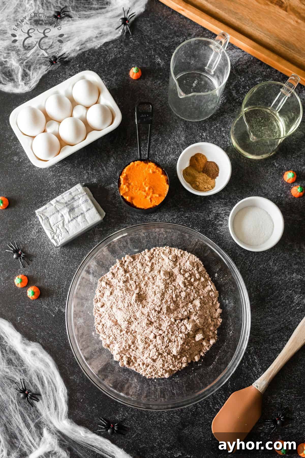 Flat lay of Brownie Ingredients