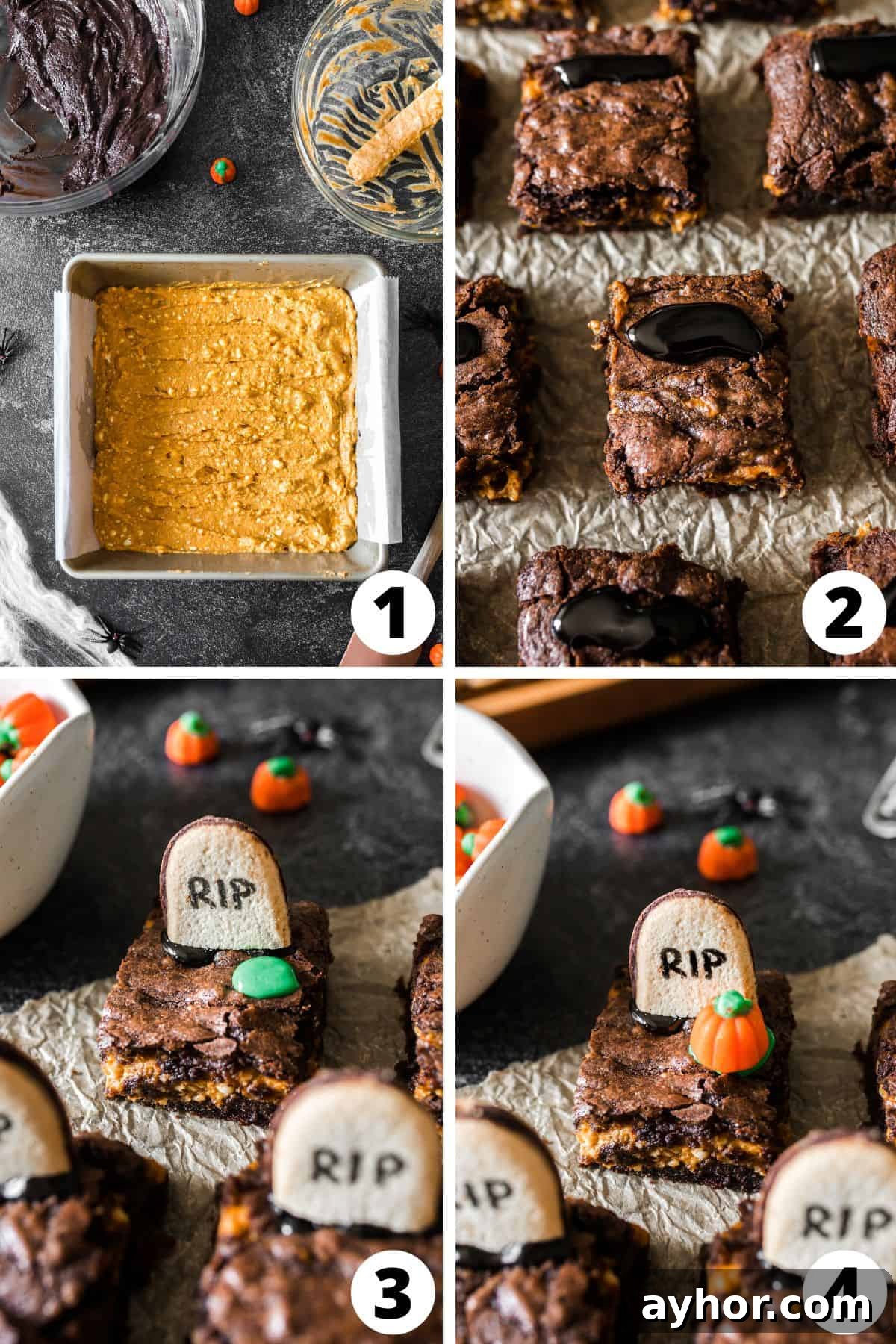 Graveyard Halloween Brownies Recipe Steps