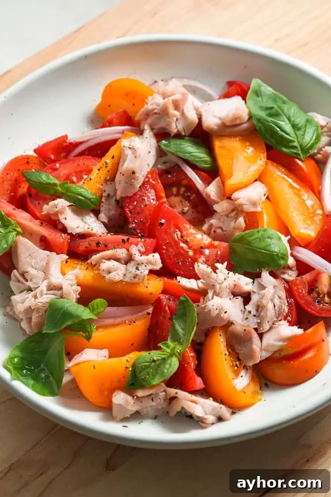 Tuna Confit Tomato Salad with Roasted Cherry Tomatoes 3 tuna confit and tomato salad side photo.