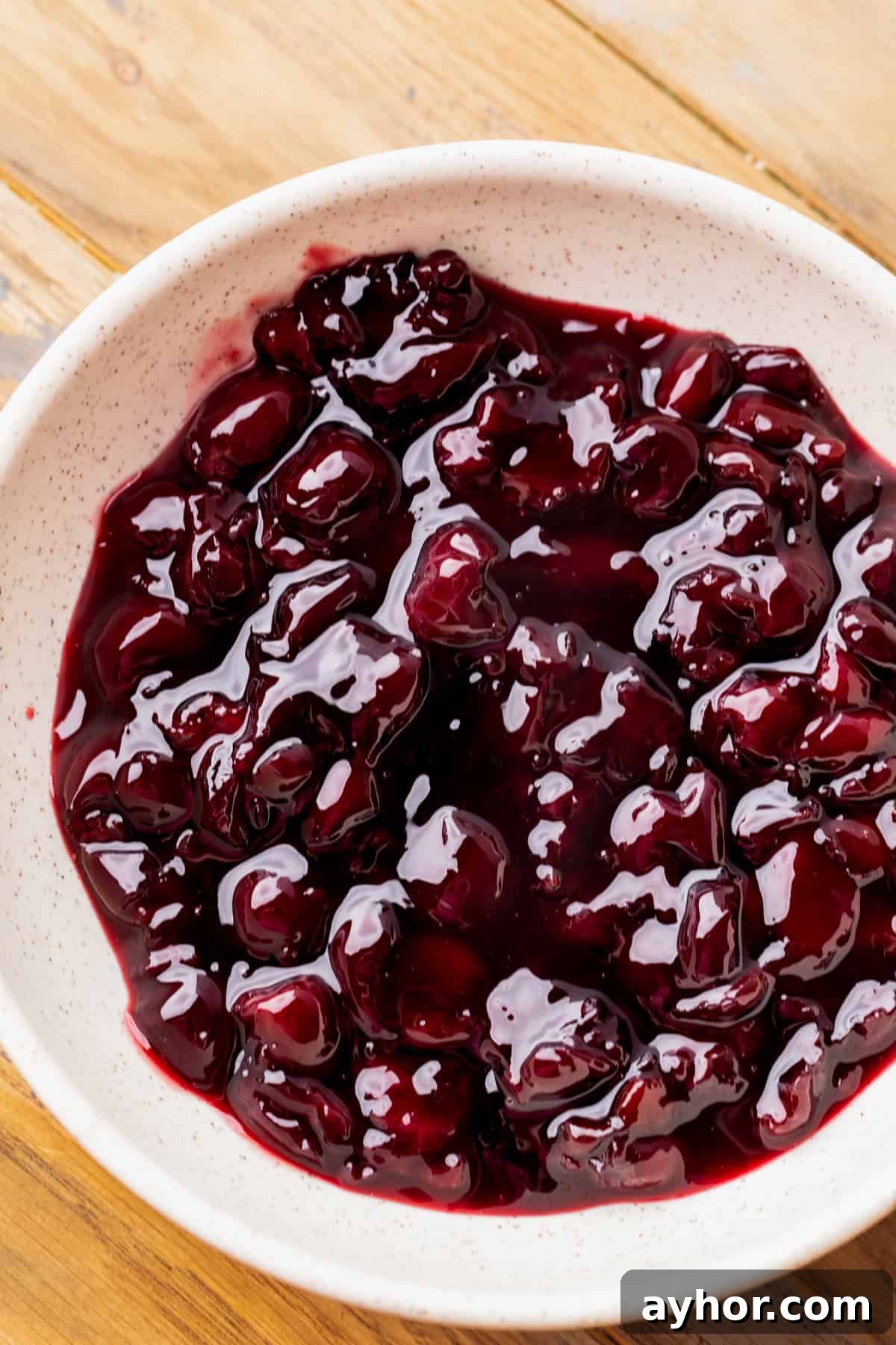 Cherry pie topping in a bowl.