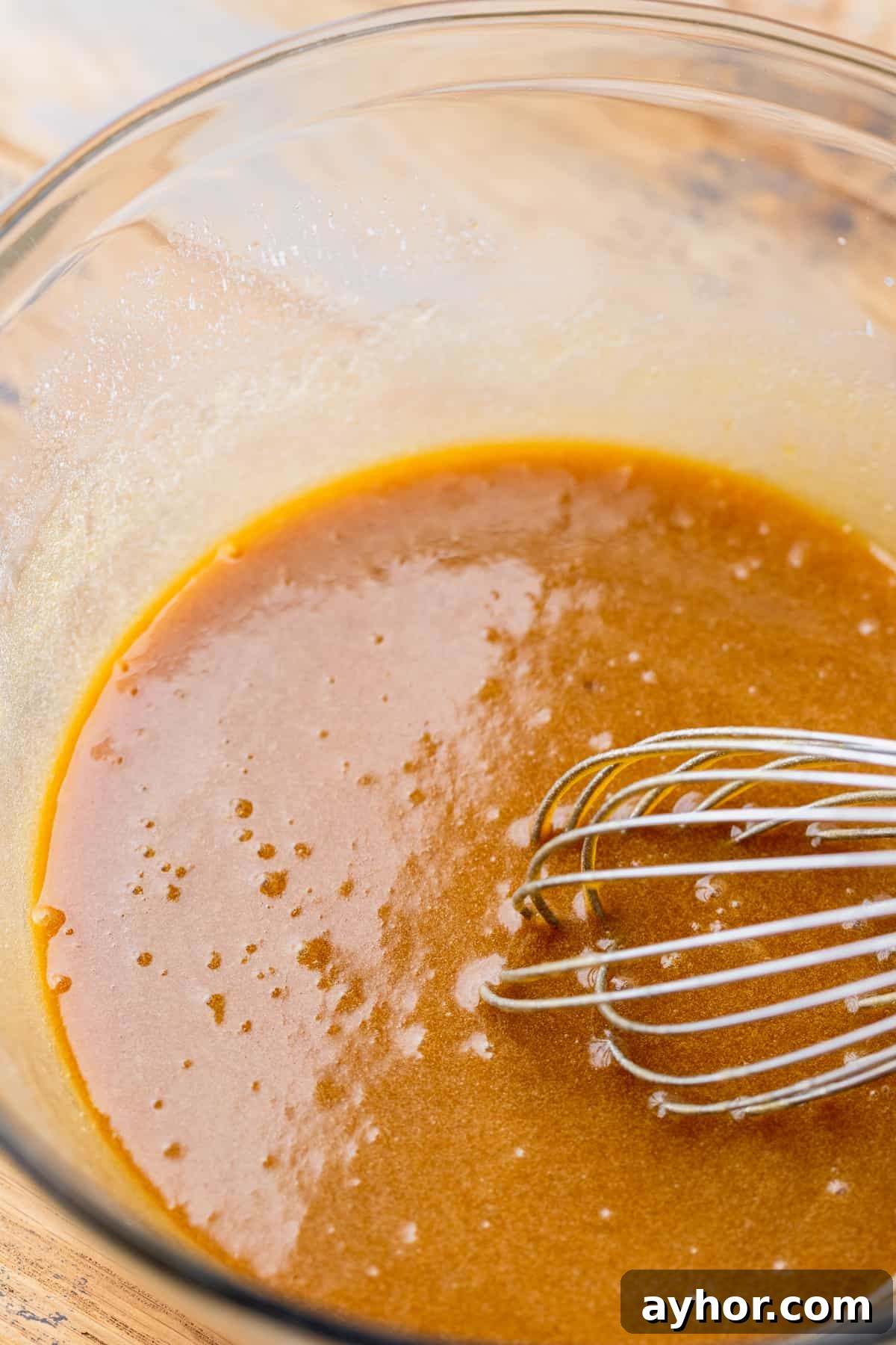 Wet ingredients in a bowl.