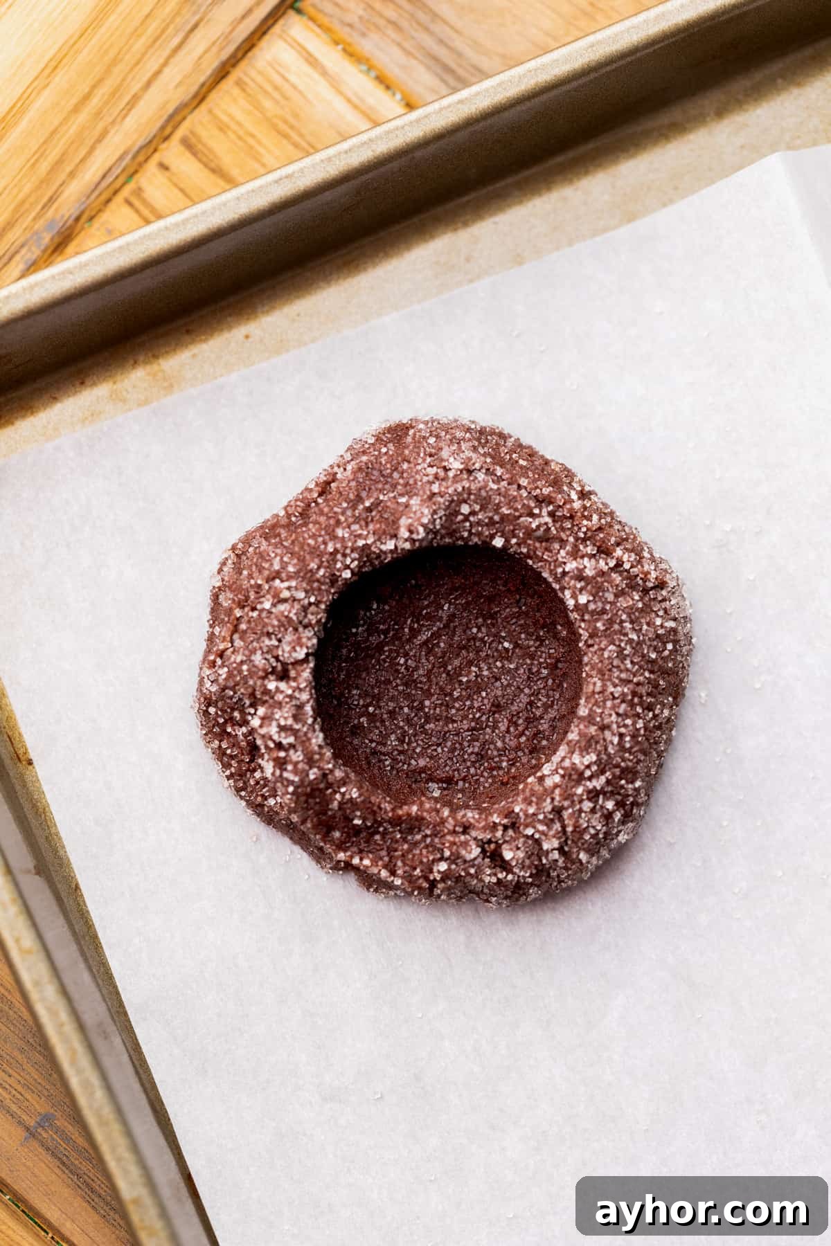 A hole inside the cookie dough ball.