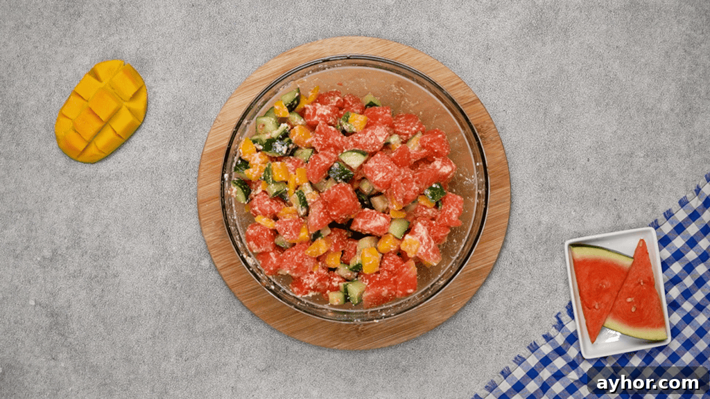 Refreshing Watermelon and Feta Salad with Mint and Lime 9 bowl of salad