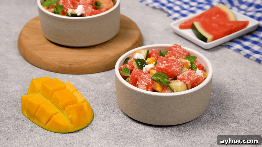 Refreshing Watermelon and Feta Salad with Mint and Lime 10 bowl of salad