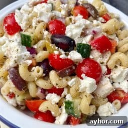 Greek Pasta Salad - bowl of greek salad