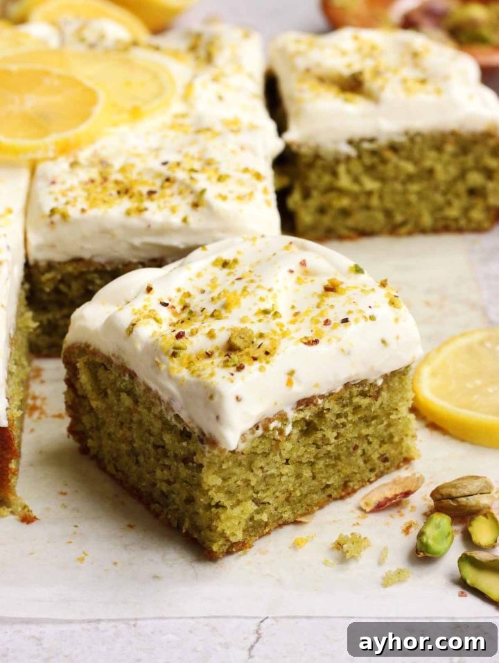 Zesty Lemon Pistachio Cake Recipe with Toasted Nuts 5 slice of lemon pistachio cake