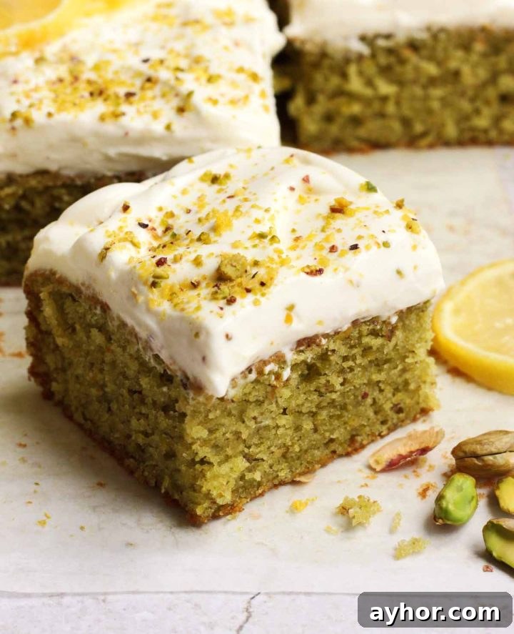 Zesty Lemon Pistachio Cake Recipe with Toasted Nuts 10 slice of lemon pistachio cake