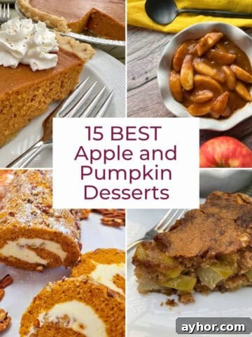 An collage of recipes using pumpkin and apple.