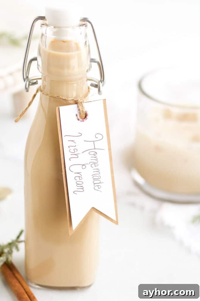 How to Make Classic Homemade Baileys Irish Cream at Home 5 homemade bailey's irish cream in glass bottle