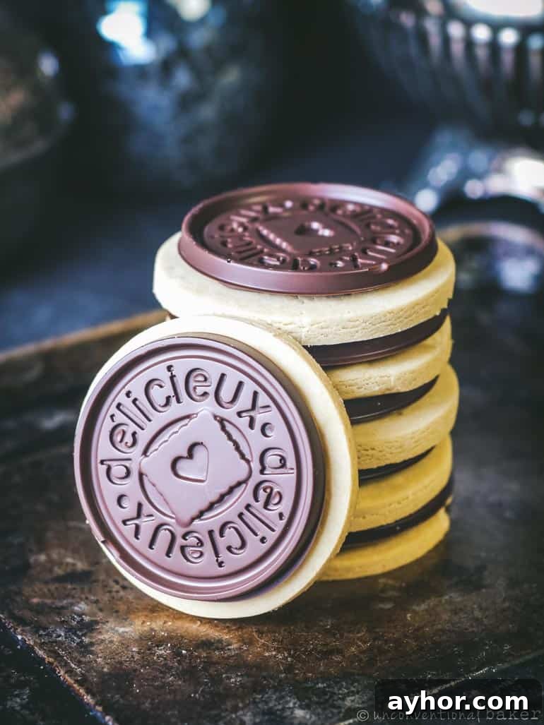 Chocolate-Topped Shortbread Cookies (Petit Écolier Style) 2 gluten-free vegan shortbread cookies with chocolate (petit ecolier cookie-style)
