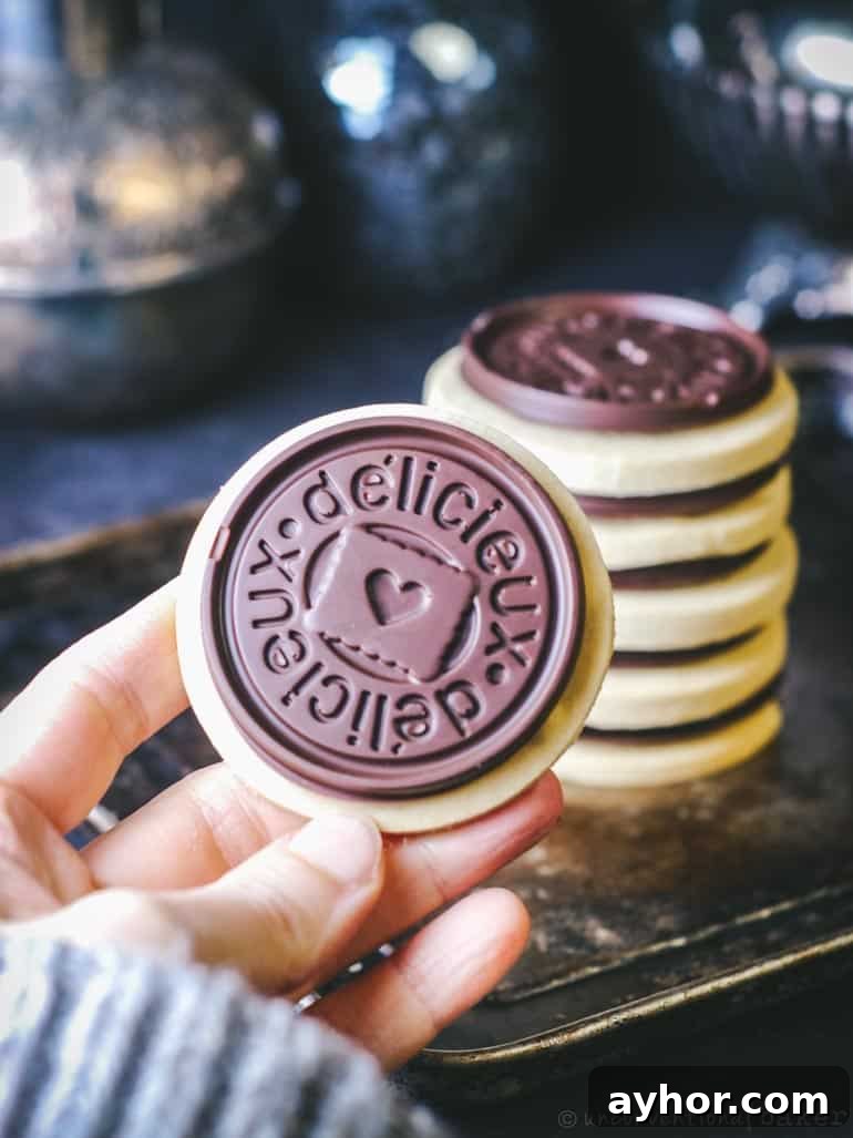 Chocolate-Topped Shortbread Cookies (Petit Écolier Style) 4 vegan gluten-free shortbread cookies with chocolate