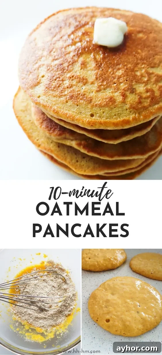 Irresistible Oatmeal Pancakes Recipe You’ll Make Again and Again 12 Easy and healthy oatmeal pancakes - great way to start your mornings! This easy healthy breakfast recipe is simple and loved by toddlers and grown-ups! All you need is a few simple ingredients and 10 minutes to make these delicious nourishing pancakes - oats, an egg, honey + some vanilla! These pancakes are flourless and sugar-free!